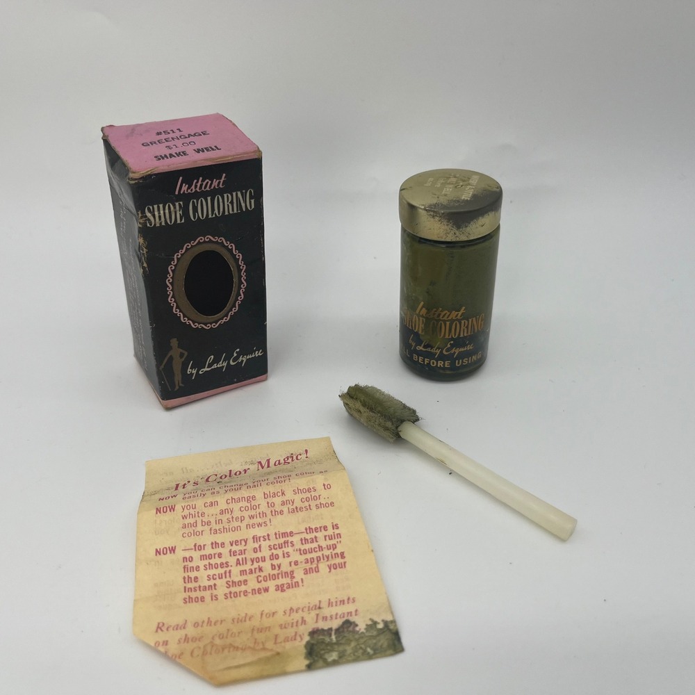 Vtg 50s 60s Lady Esquire Instant Shoe Coloring #511 Greengage Green‎ Ad Prop Box